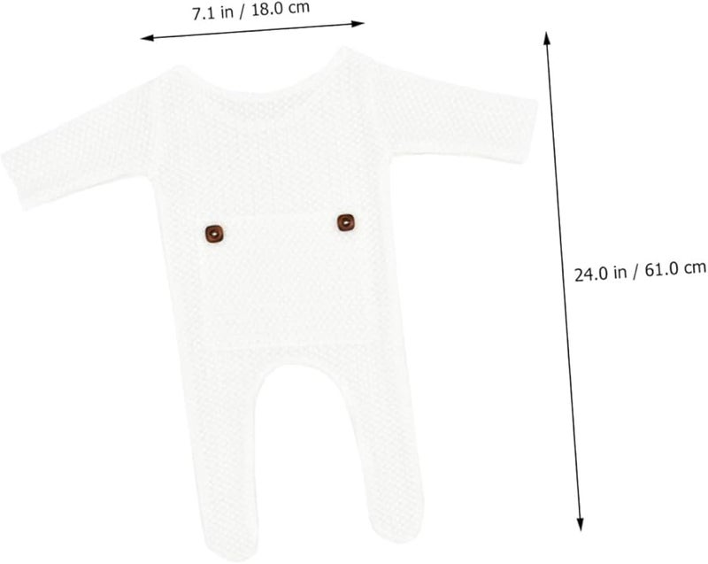 Newborn Baby Boy Knit Clothes Two Piece Set With Hat White Photography Outfit - Image 2